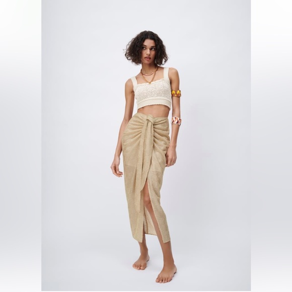 Zara Knotted Midi Skirt Size Medium 2915/944/302 - Picture 4 of 8